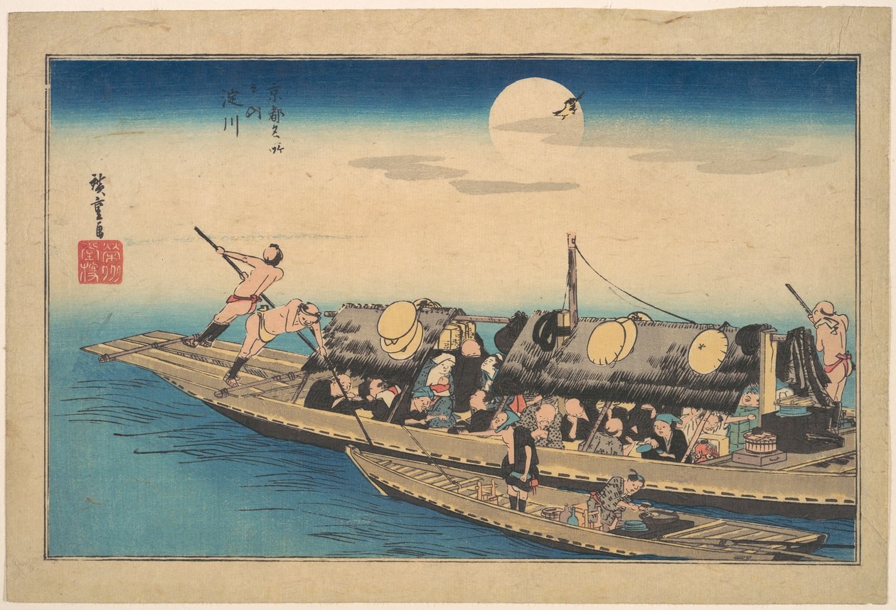 Řeka Jodo, ze série Slavná místa Kjóta (Kyoto meisho no uchi, Yodo-gawa) od Utagawa Hiroshige