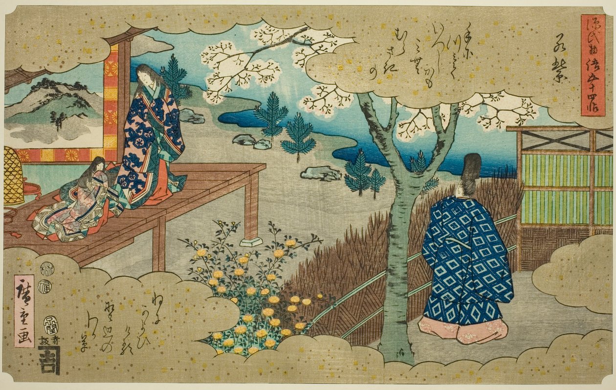 Mladý Murasaki (Wakamurasaki), ze série "Padesát čtyři kapitol příběhu Genji (Genji monogatari gojuyonjo)" od Utagawa Hiroshige