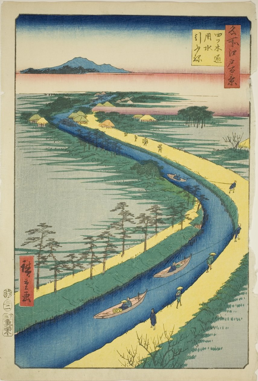 and w Boa ts Aong Te Yosui Hikifune, z Te Serie „Jeden financovaný táta ws of edo (meisho edo hyakkei)“ od Utagawa Hiroshige