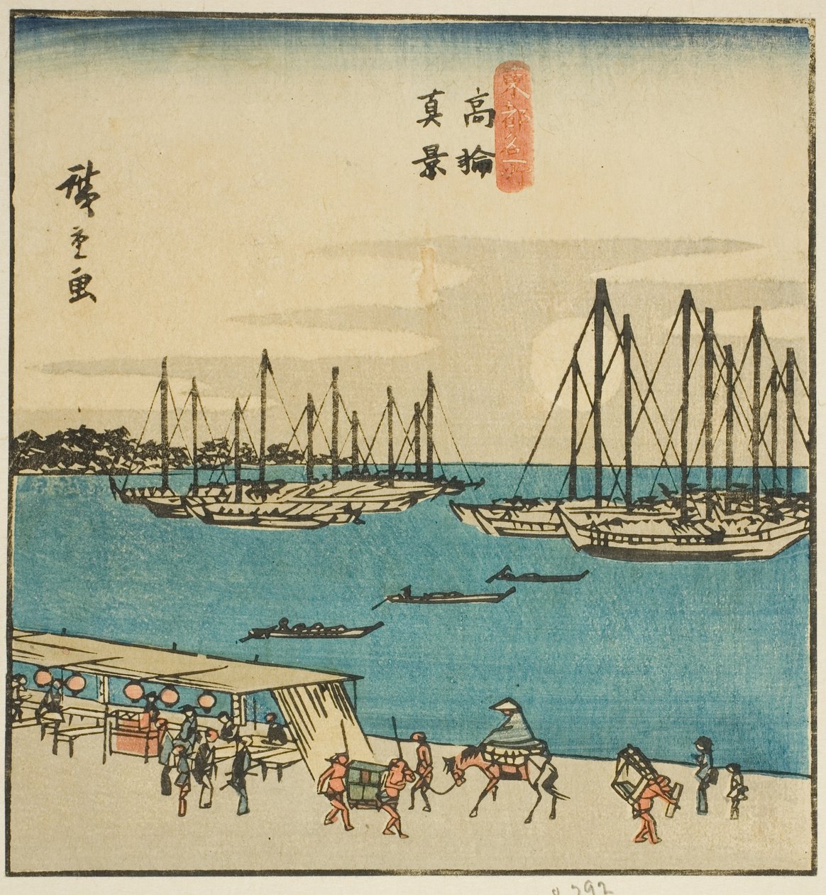 True View of Takanawa (Takanawa shinkei), část listu ze série "Slavná místa ve východním hlavním městě (Toto meisho)" od Utagawa Hiroshige