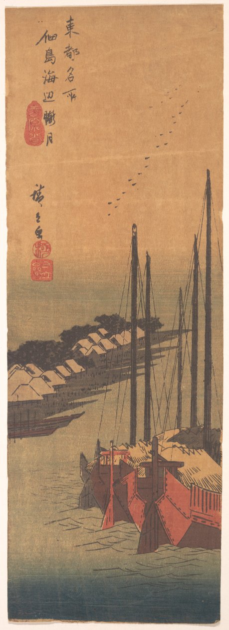 Tsukudajima no Oborozuki od Utagawa Hiroshige