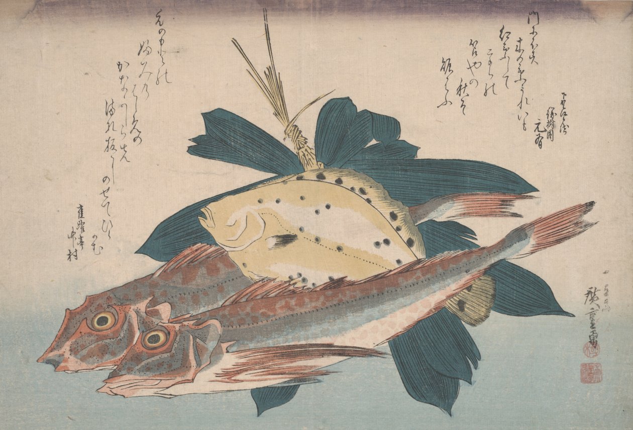 Dva střelci a platýs od Utagawa Hiroshige