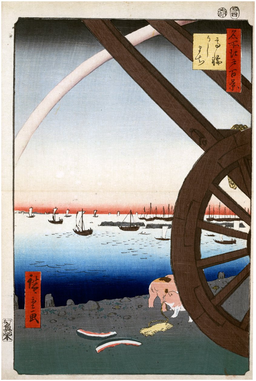 Ushimachi, Takanawa Sto slavných pohledů na Edo, 1856-1858. od Utagawa Hiroshige