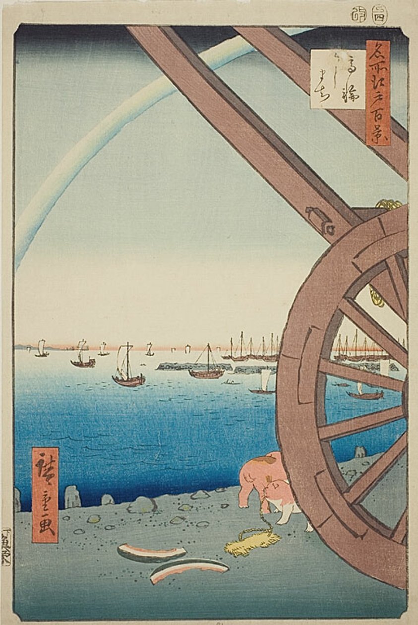 Ušimači v Takanawě (Takanawa Ushimachi), č. 81 ze série "Sto slavných pohledů na Edo (Meisho Edo hyakkei)". od Utagawa Hiroshige