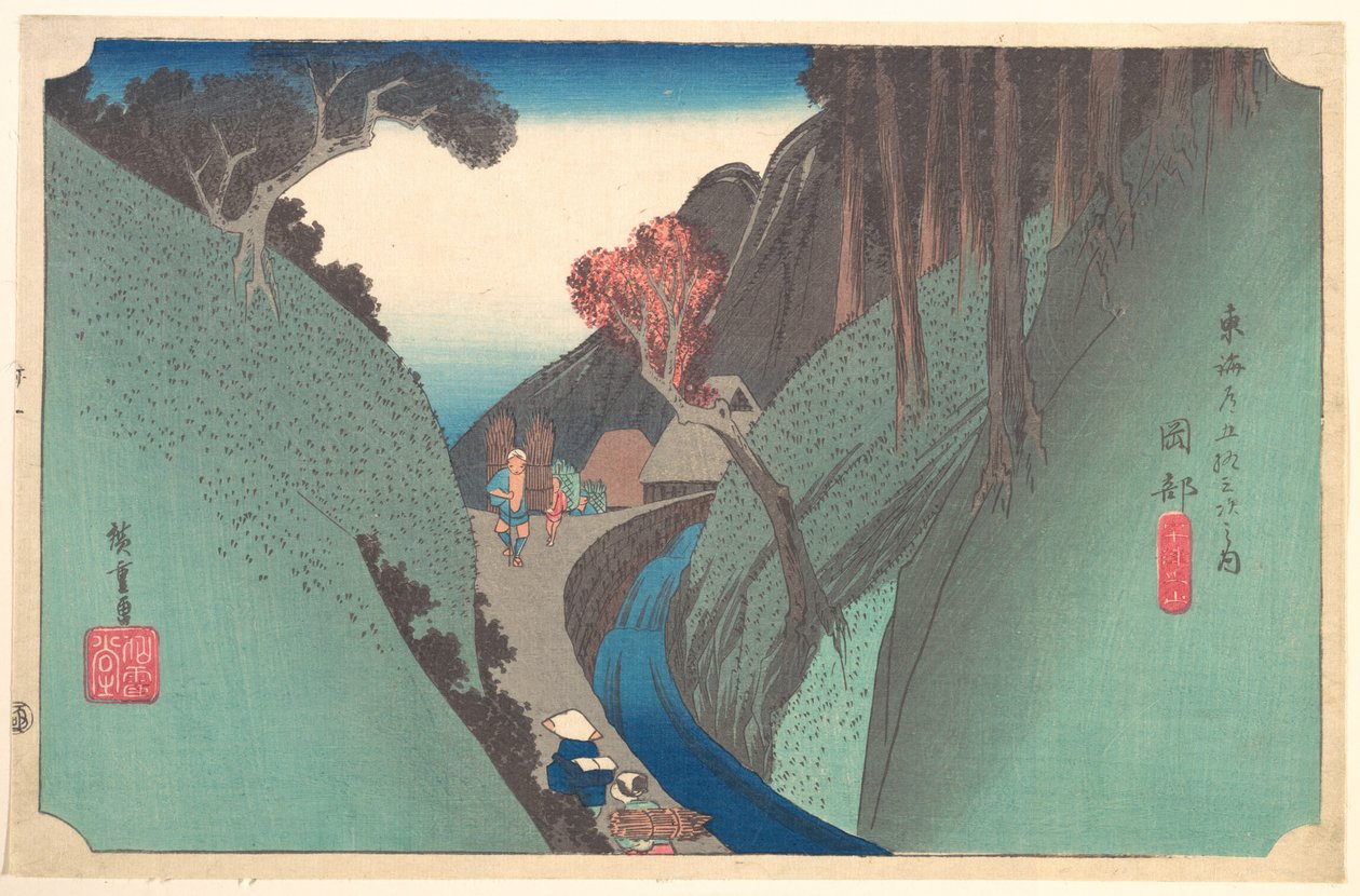 Kopec Utsu u Okabe od Utagawa Hiroshige