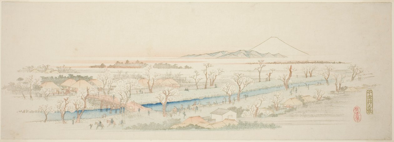Pohled na Koganei (Koganei no kei), z nepojmenované série slavných pohledů na předměstí Edo od Utagawa Hiroshige