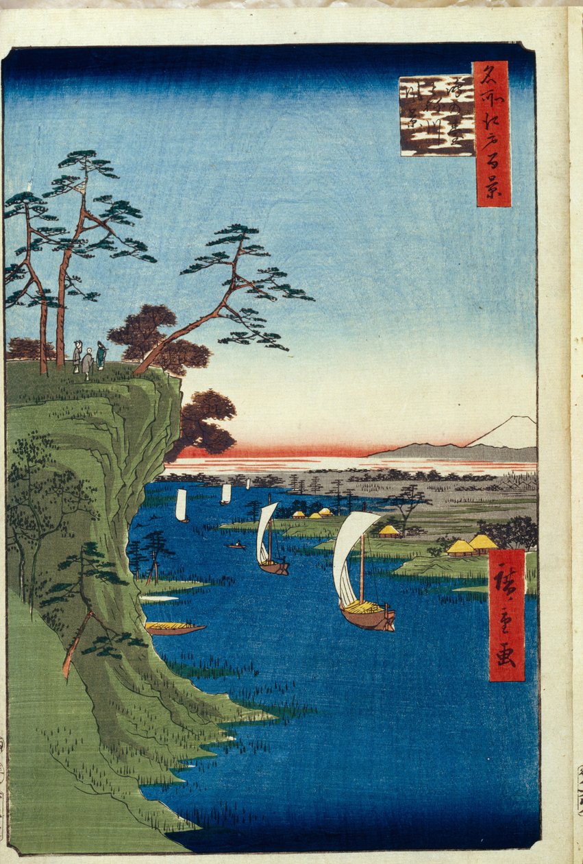 Pohled na Konodai a řeku Tone Sto slavných pohledů na Edo, 1856-1858 od Utagawa Hiroshige