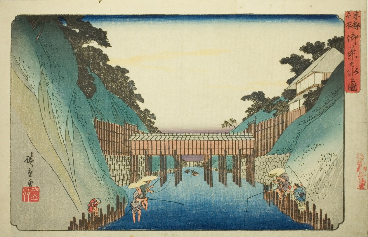 Pohled na Ochanomizu (Ochanomizu no zu), ze série "Slavná místa ve východním hlavním městě (Toto meisho)" od Utagawa Hiroshige
