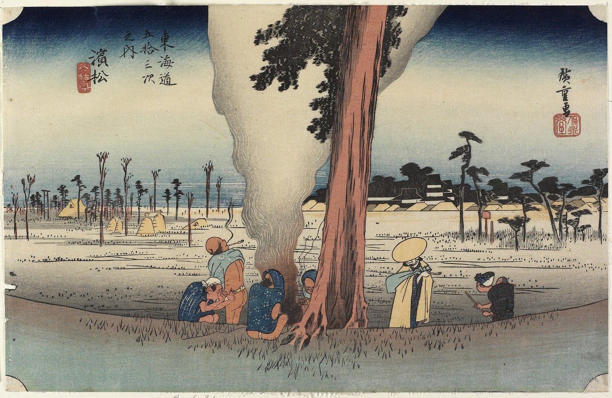 Zimní scéna, Hamamatsu, c. 1833 od Utagawa Hiroshige