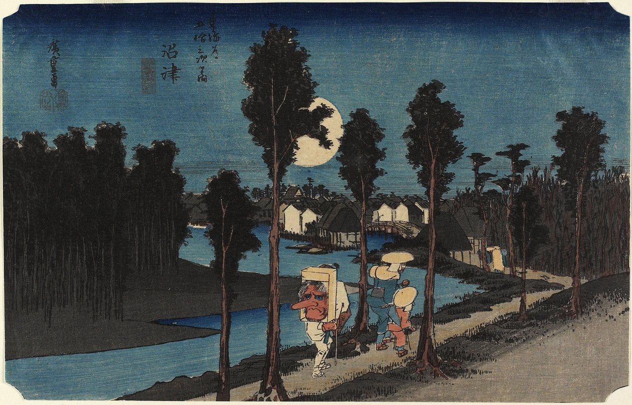 Zimní scéna, Mamamastu, c. 1833 od Utagawa Hiroshige