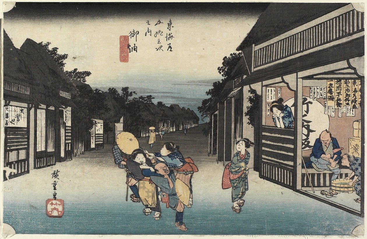 Ženy sedící na cestách, Goyu, kolem roku 1833 od Utagawa Hiroshige