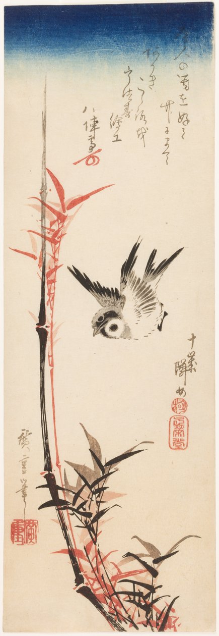Vrabec a bambus od Utagawa Hiroshige