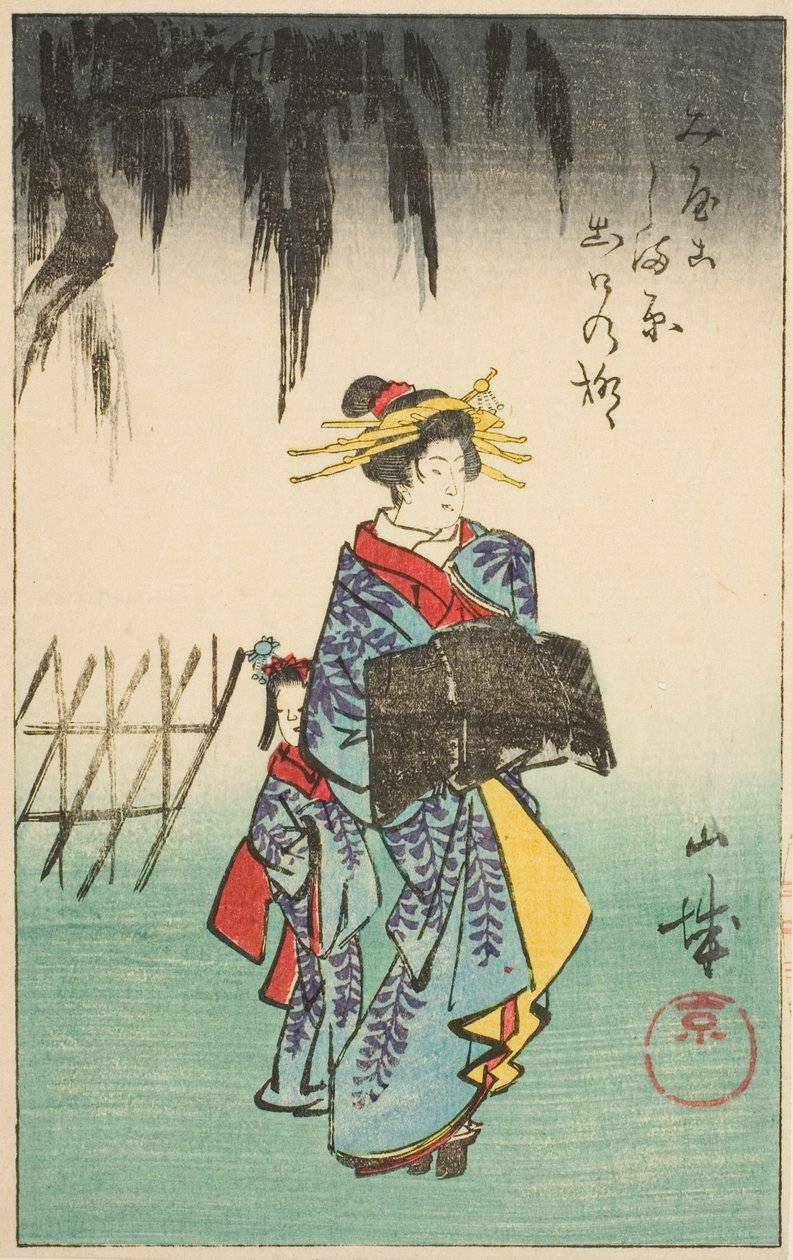 Provincie Yamashiro, část listu č. 1 ze série "Vystřižené obrázky provincií (Kunizukushi harimaze zue)" od Utagawa Hiroshige