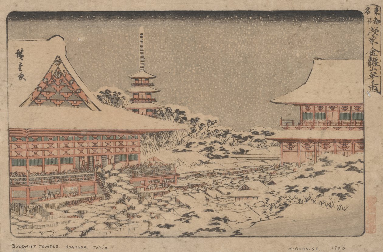 Veletrh na konci roku v chrámu Kinryuzan od Utagawa Hiroshige