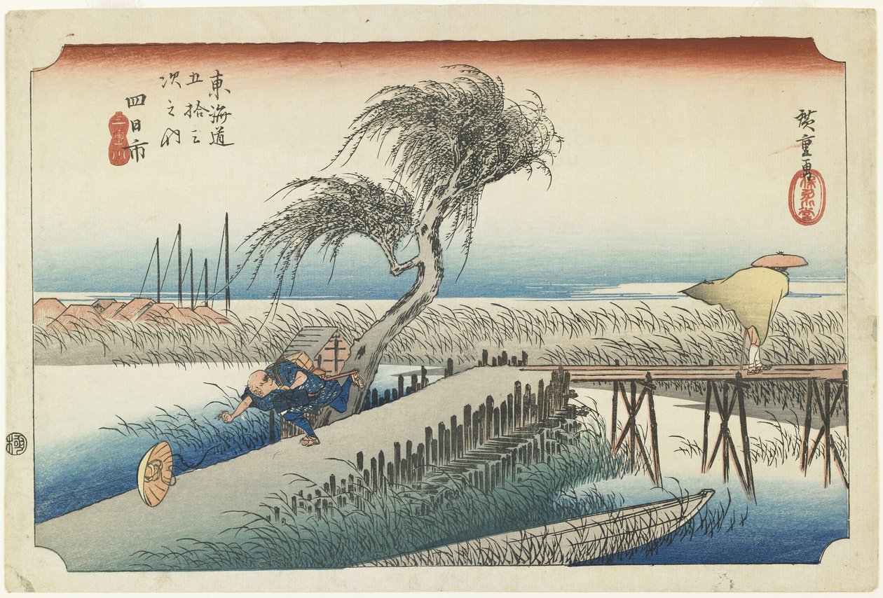 Yokkaichi-Visible River, c. 1833 od Utagawa Hiroshige