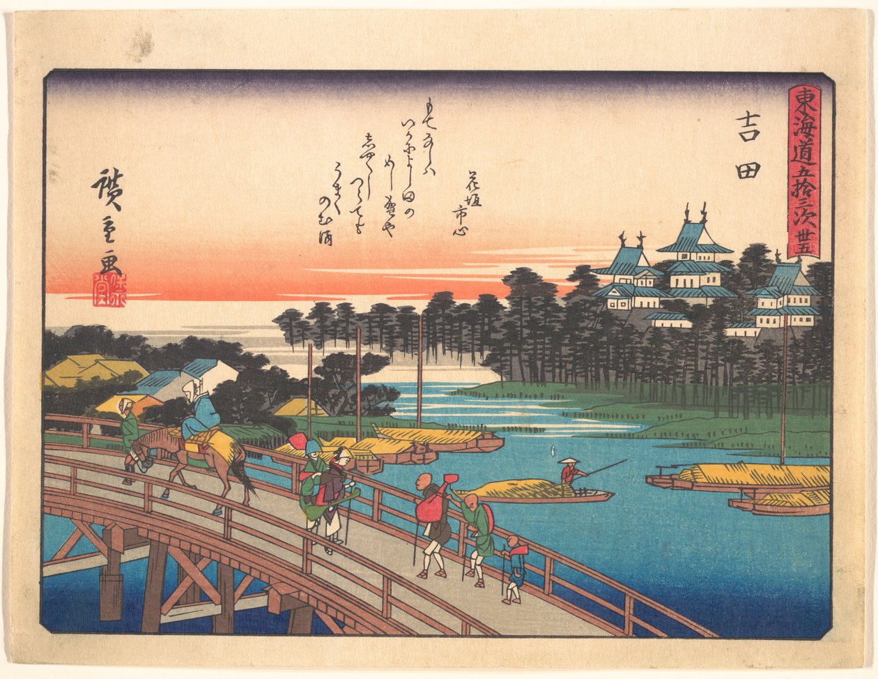 Jošida, ze série Padesát tři stanic cesty Tókaidó od Utagawa Hiroshige