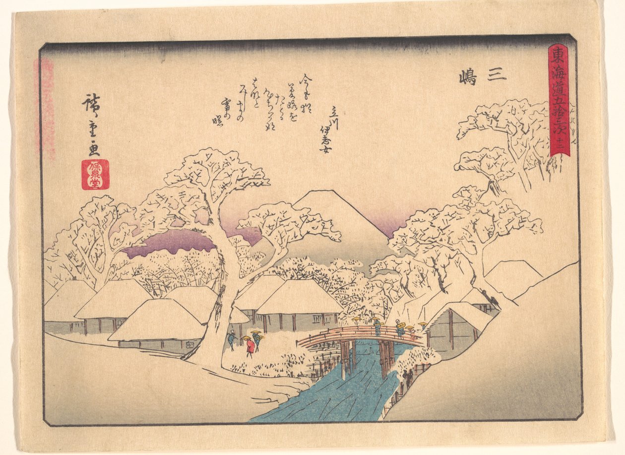 Padesát tři stanic Tókaidó - Mišima od Utagawa Hiroshige
