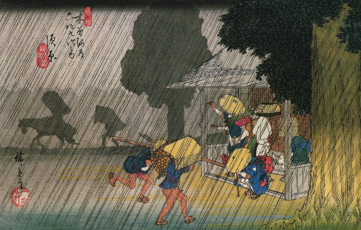 č. 39 Suhara, z knihy Šedesát devět zastavení Kiso-kaidó od Utagawa Hiroshige