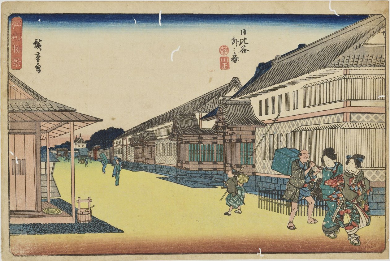 „Mimo Hibiju“ ze série „Pozoruhodné pohledy na Edo“ od Utagawa Hiroshige
