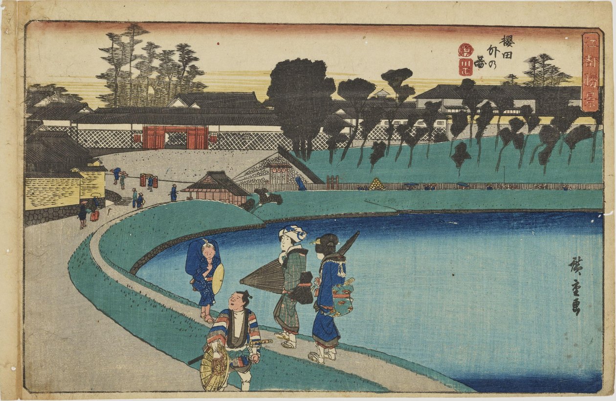 „Před branou Sakurada“ ze série „Vynikající pohledy na Edo“ od Utagawa Hiroshige