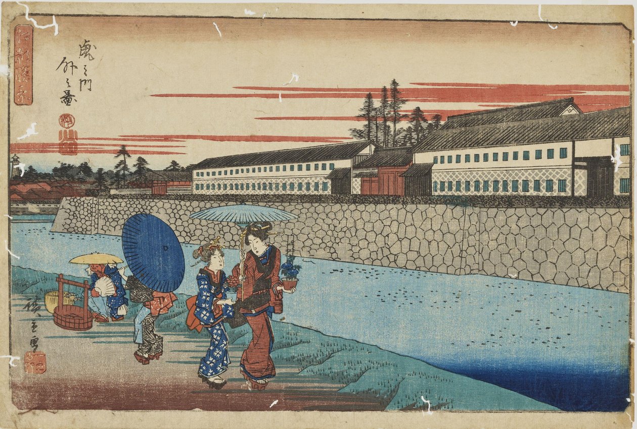 „Pohled z Toranomonu“ ze série „Vynikající pohledy na Edo“ od Utagawa Hiroshige