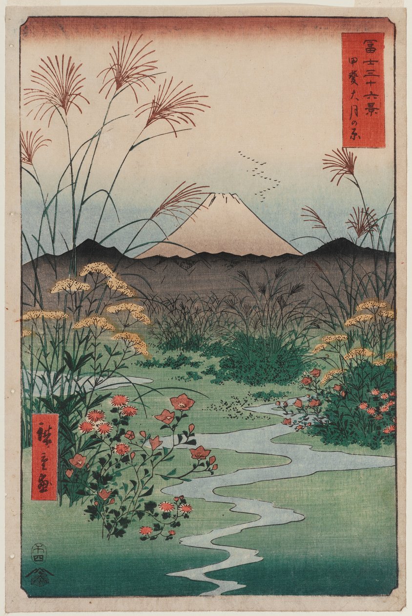 ōtsuki Plain v provincii Kai (Kai ōtsuki no hara), ze série Třicet šest pohledů na horu Fuji od Utagawa Hiroshige