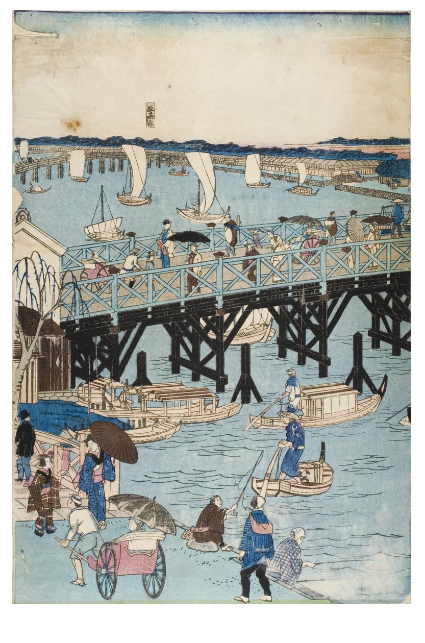 Slavná místa v Tokiu, True View of Ryogoku Bridge od Utagawa II Hiroshige