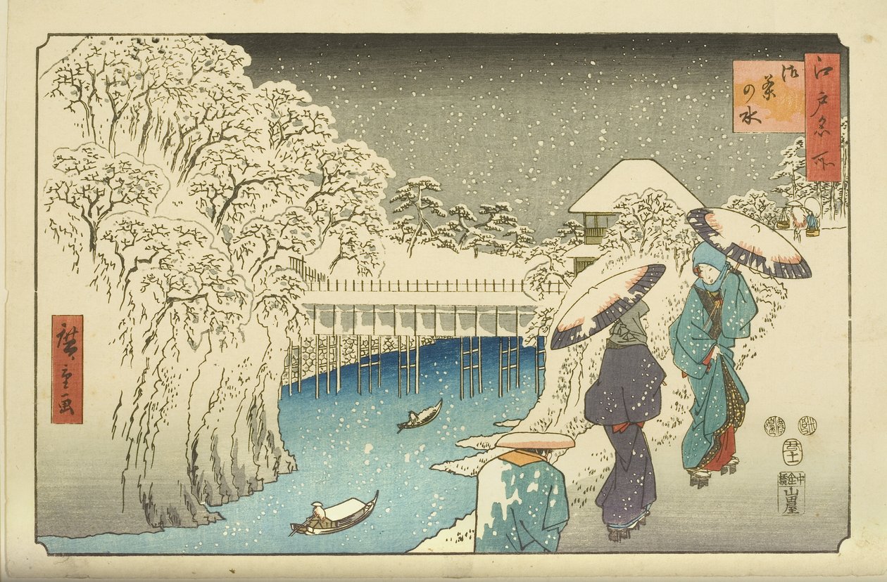 Ochanomizu (barevný dřevotisk) od Utagawa II Hiroshige
