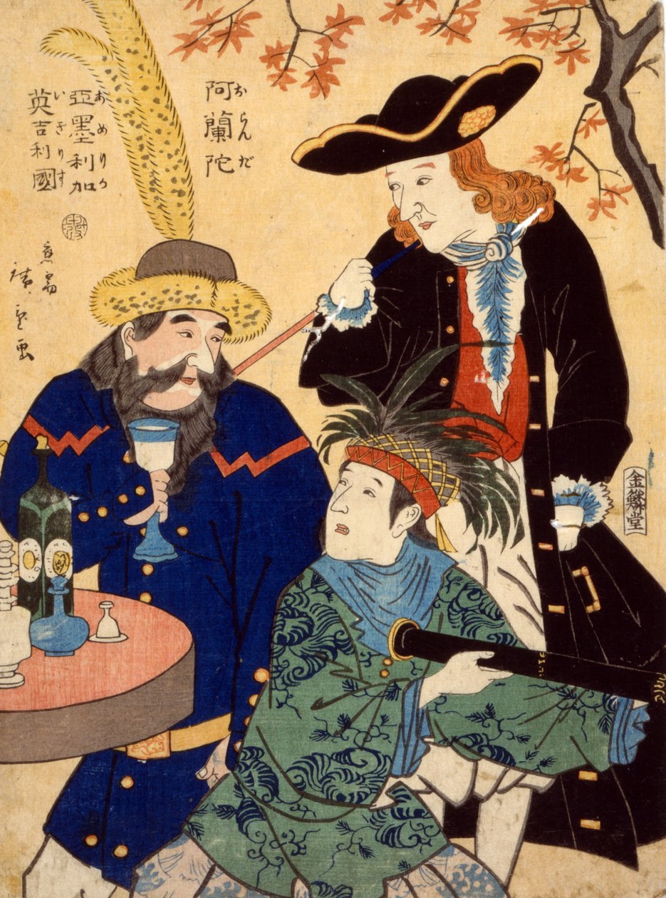 Nizozemsko, USA, Velká Británie, 1860 od Utagawa II Hiroshige
