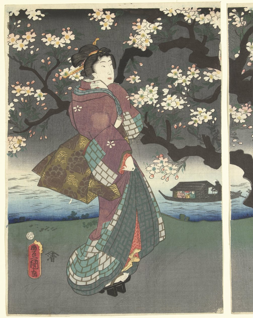 Večerní procházka podél řeky od Utagawa Kunisada (I)