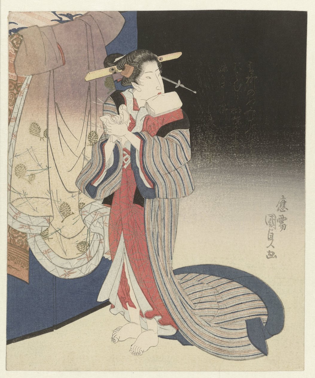 Kurtizána se připravuje na noc od Utagawa Kunisada (I)