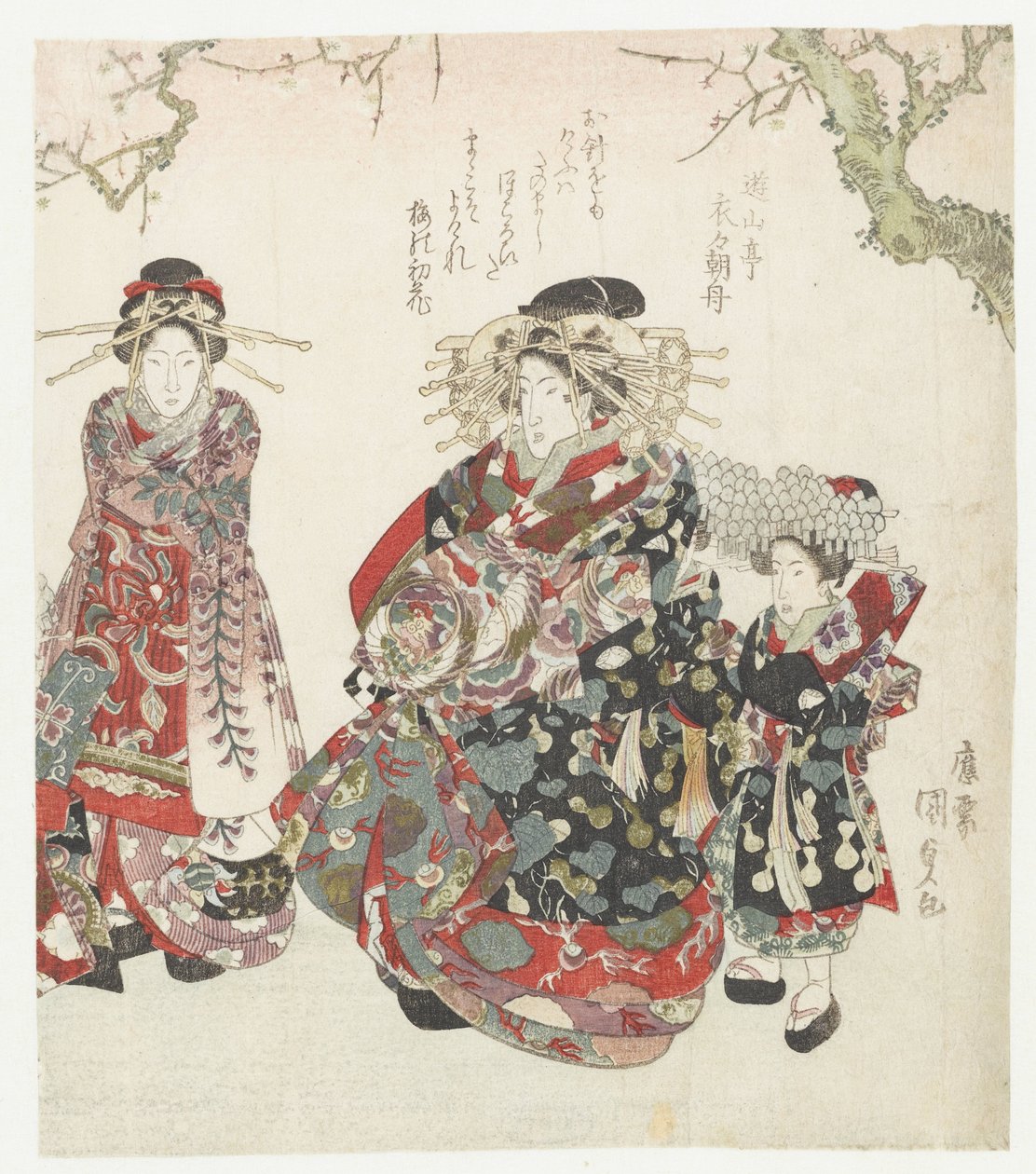 Kurtizána se dvěma služkami od Utagawa Kunisada (I)