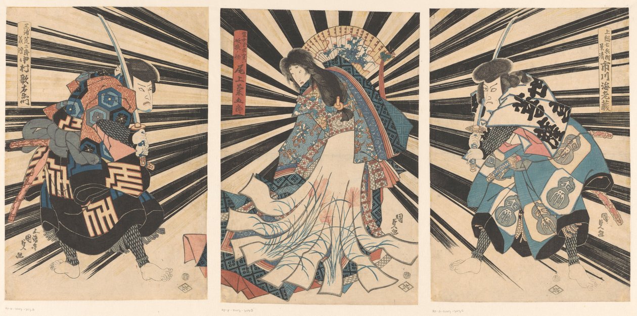 Utaemon Utaemon Nakamura V, Onoe Kiku Goro Iii En Ichikawa Budozome V. od Utagawa Kunisada (I)