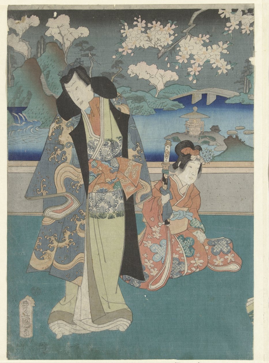Třetí měsíc yayoic Moderní příběhy Genji během dvanácti měsíců (název série) Imayo Genji junikagetsu no uchi (název série) od Utagawa Kunisada (I)