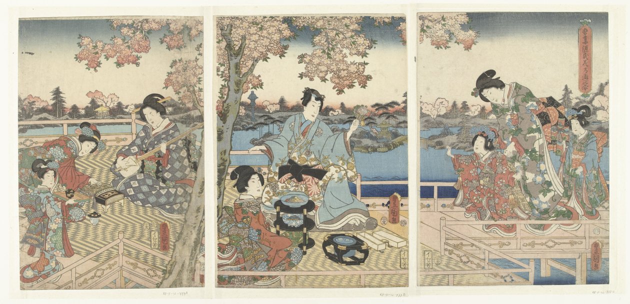 Jarní banket pro východní Genji Azuma Genji hana no yuen (titul na předmětu) od Utagawa Kunisada (I)