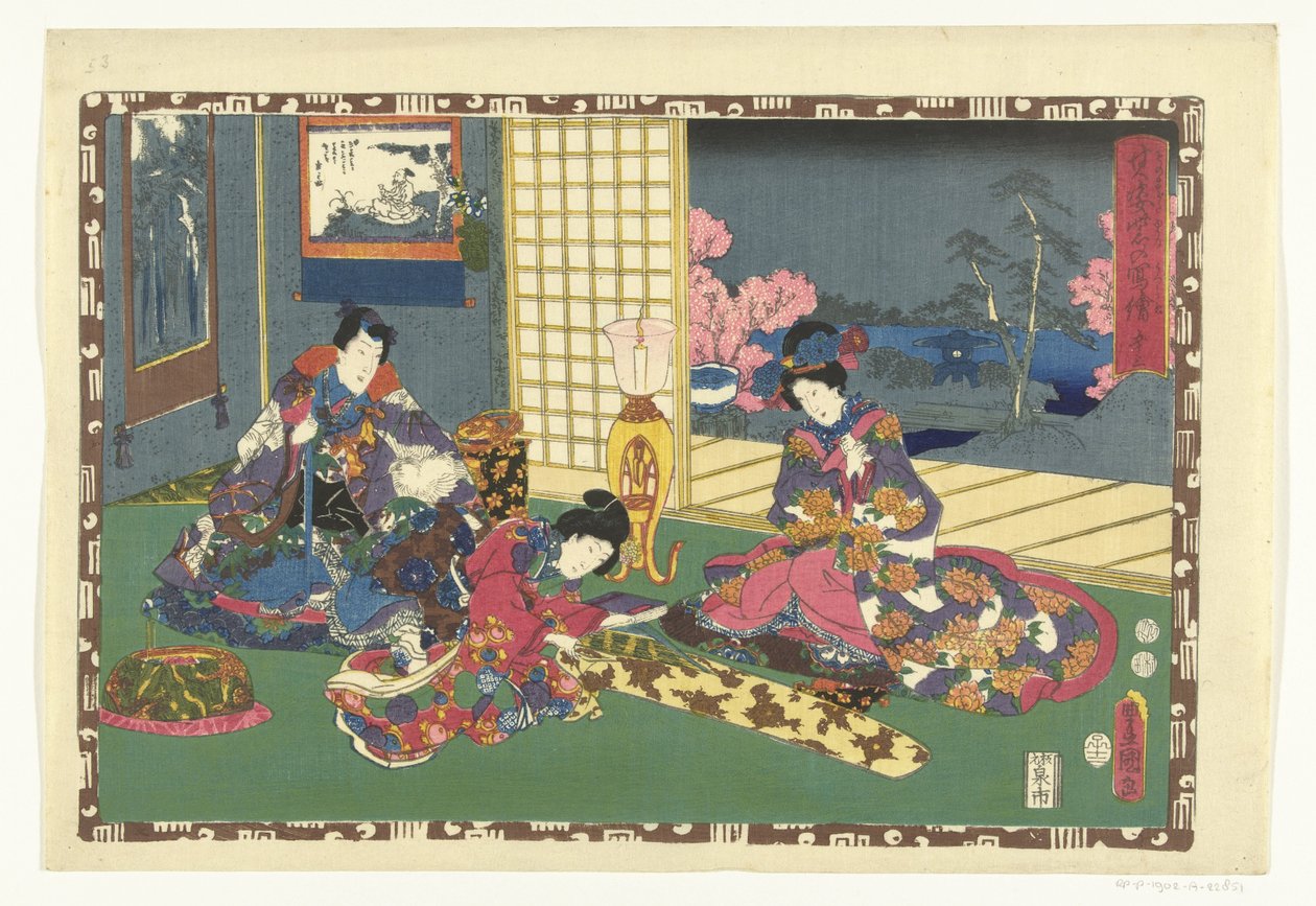 Kapitola 53 True Images of the Splendid Prince (název série) Sono sugata Hikaru no utsushi-e (název série na objektu) od Utagawa Kunisada (I)