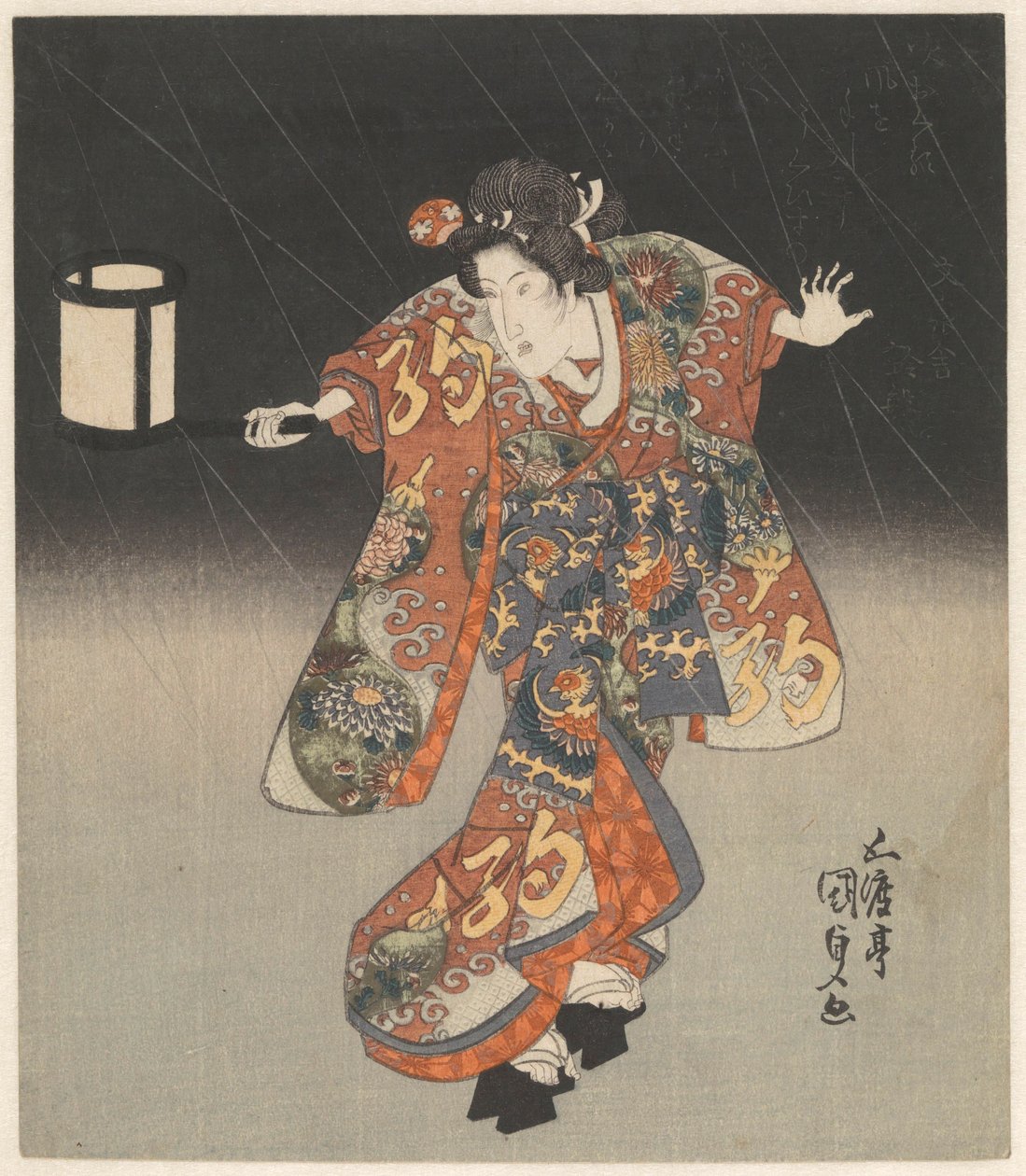 Kisegawa s lucernou v dešti od Utagawa Kunisada (I)