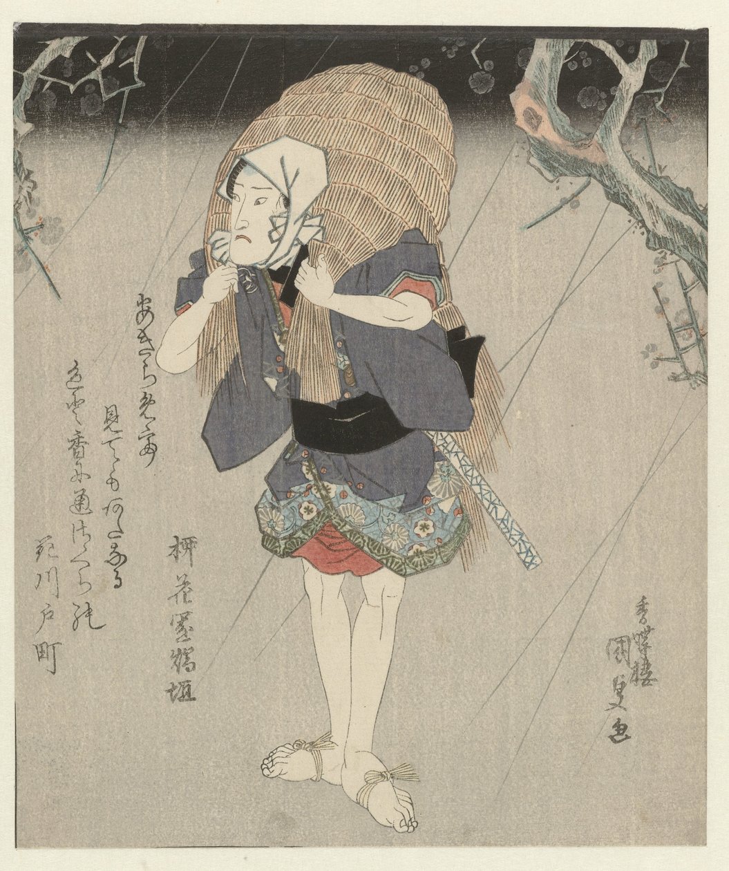 Muž ve slaměné pláštěnce od Utagawa Kunisada (I)