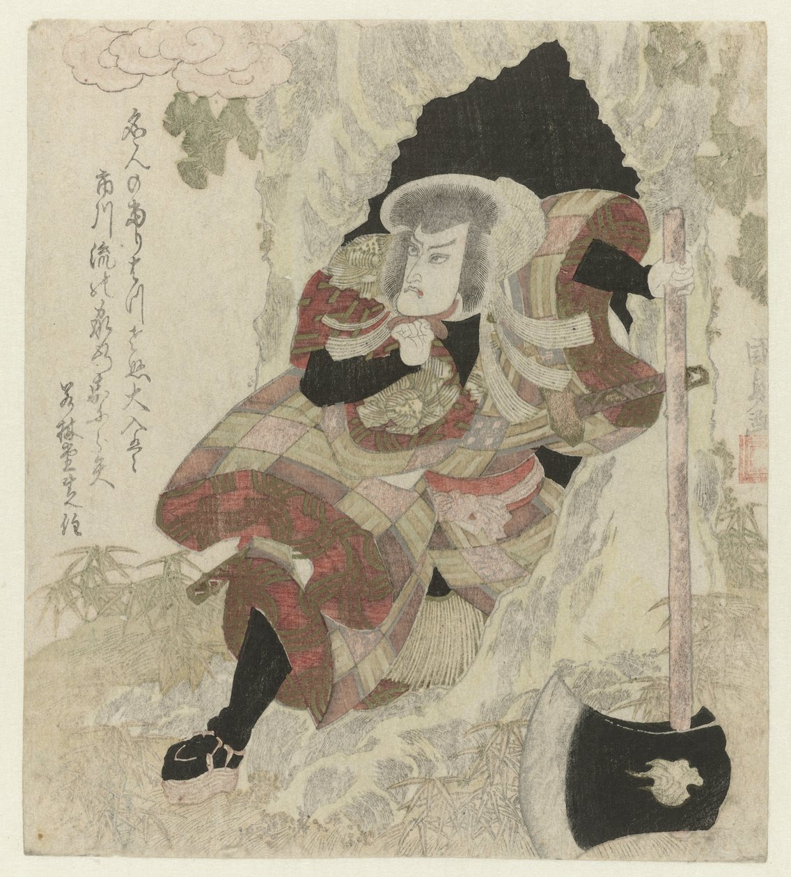 Muž se sekerou se dostane ze stromu od Utagawa Kunisada (I)