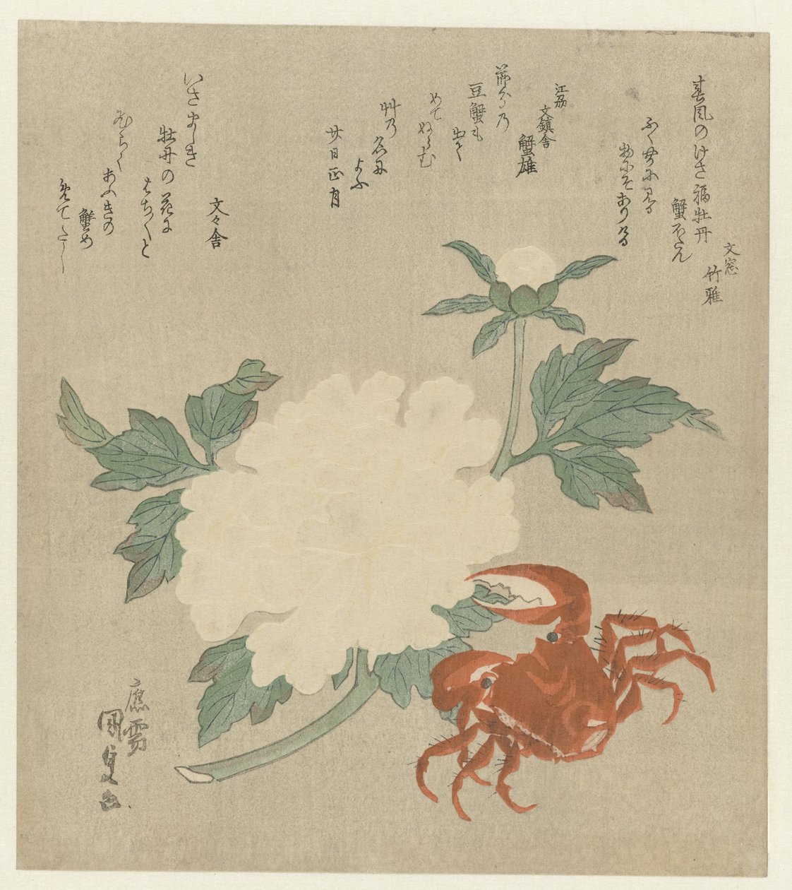 Pivoňka s krabem od Utagawa Kunisada (I)