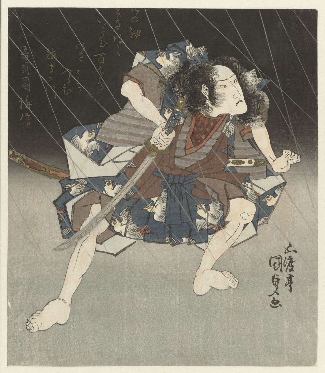 Samuraj v dešti od Utagawa Kunisada (I)