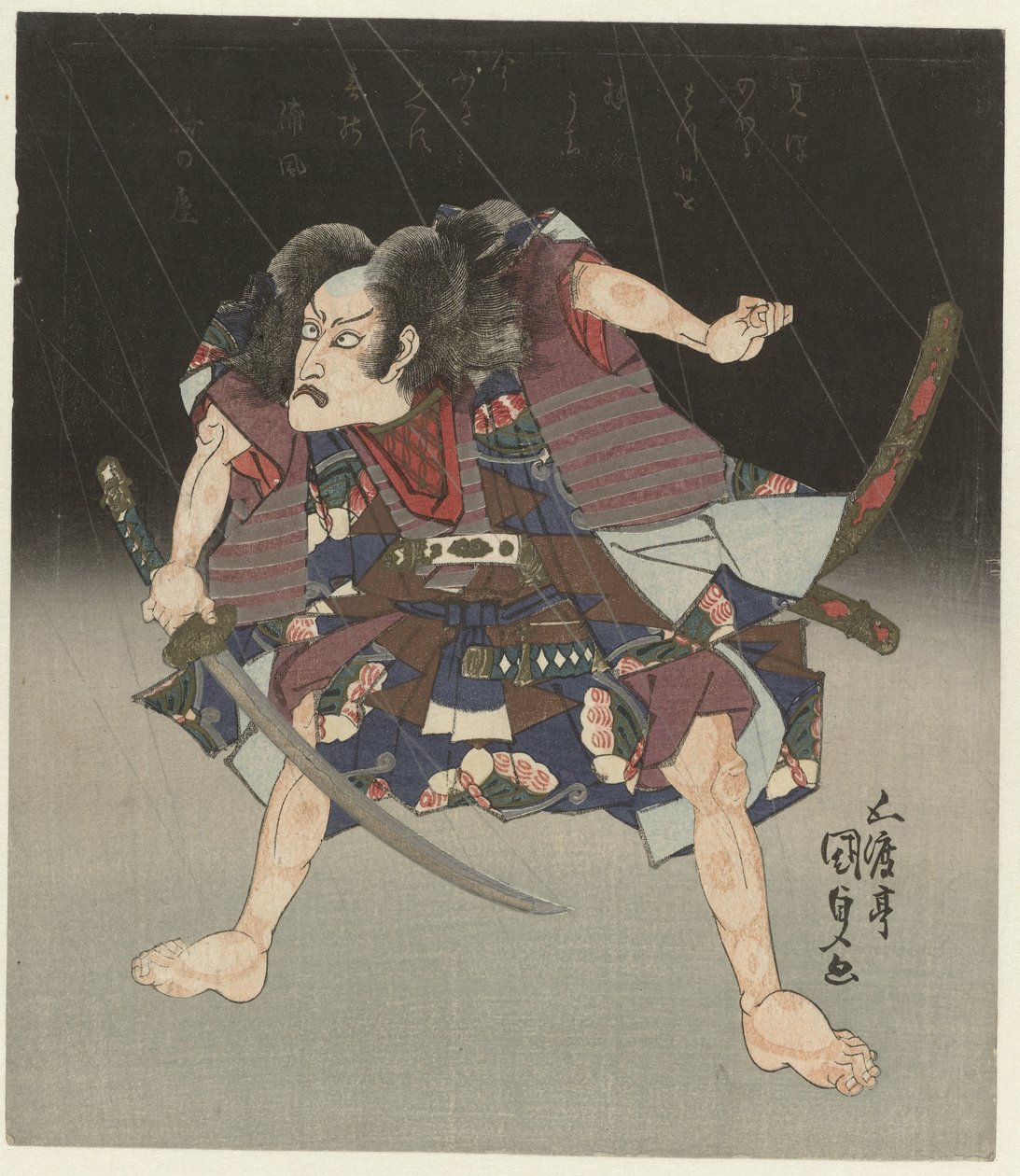 Samuraj v dešti od Utagawa Kunisada (I)