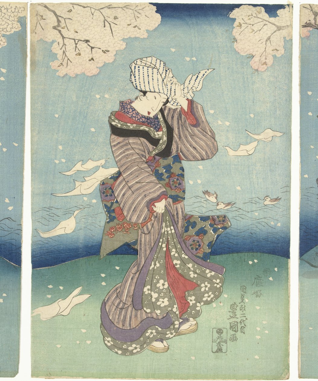 Bouřlivý den na řece Sumida Osm pohledů na Edo (název série) od Utagawa Kunisada (I)