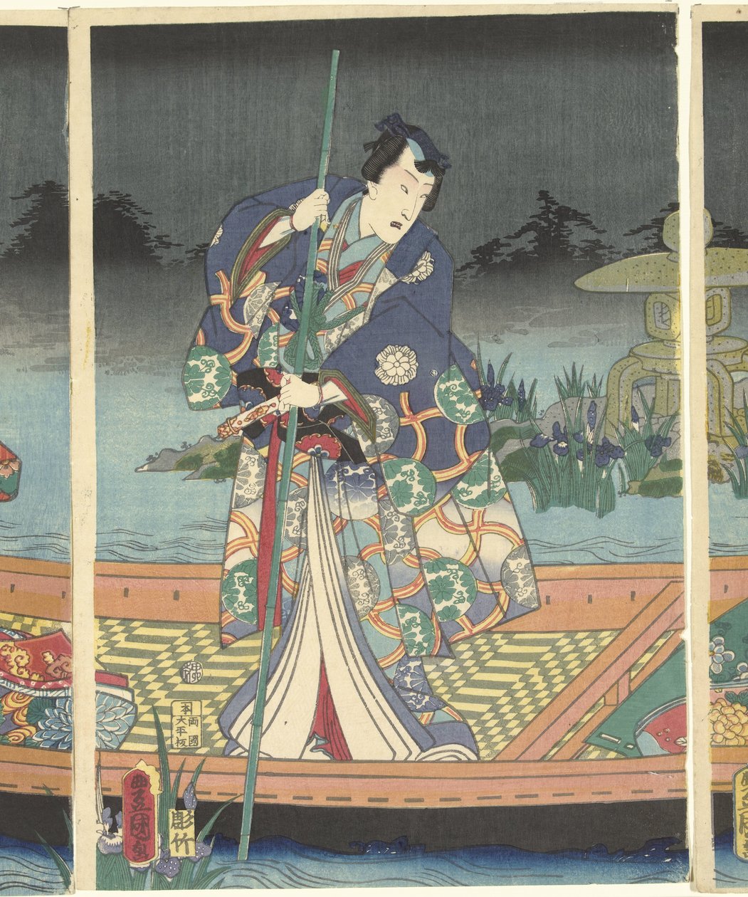 Nepřátelské vlny se blíží modernímu princi Genjimu od Utagawa Kunisada (I)