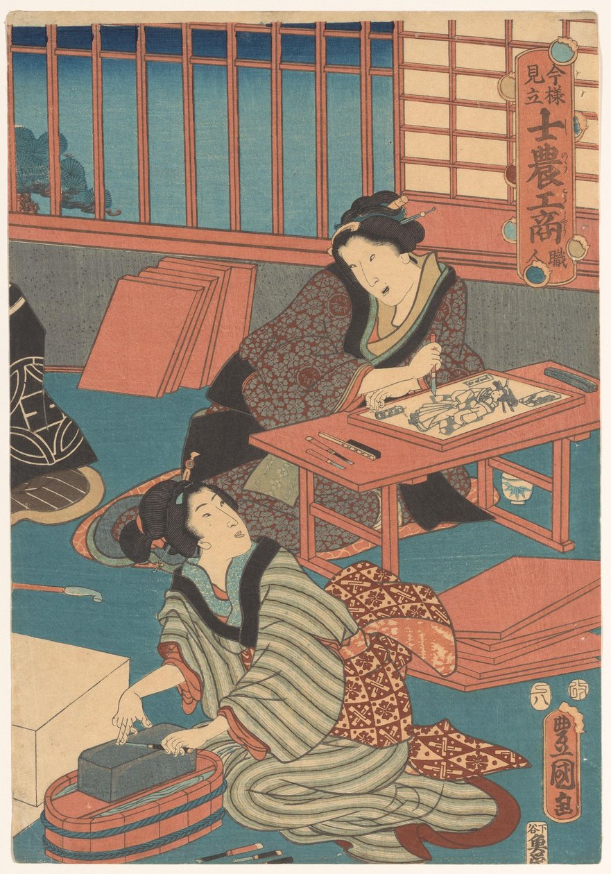 Ženy dělají obrázky (pravá část) od Utagawa Kunisada (I)