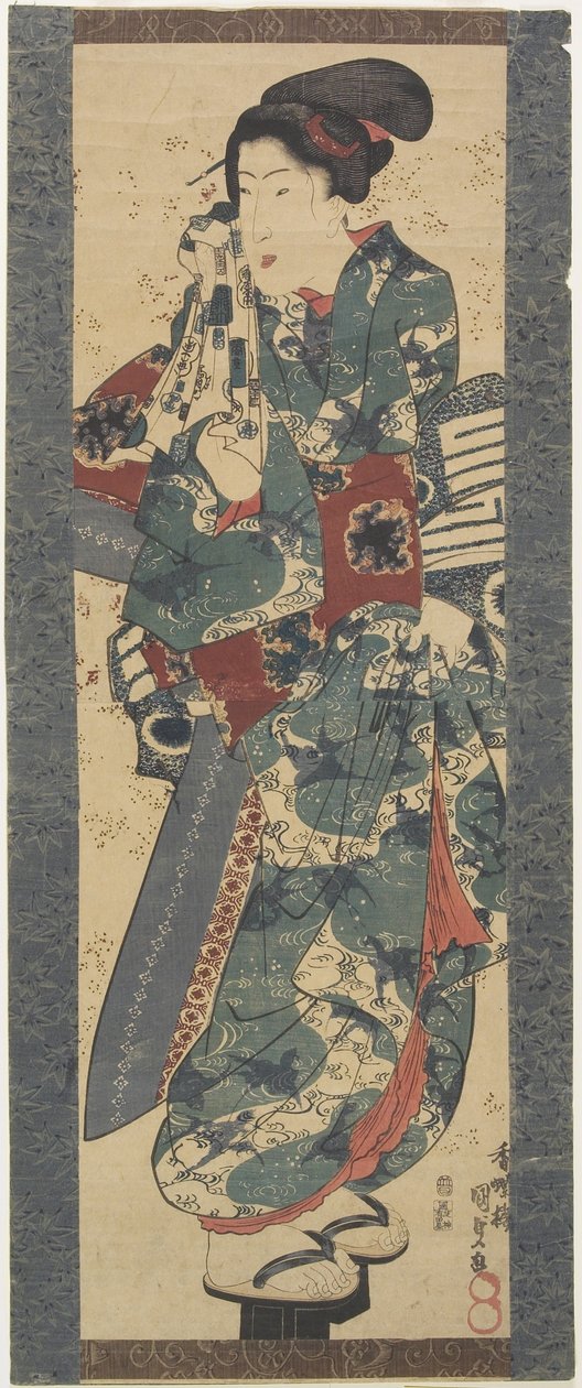 (Žena drží ručník), 1843-1847 od Utagawa Kunisada