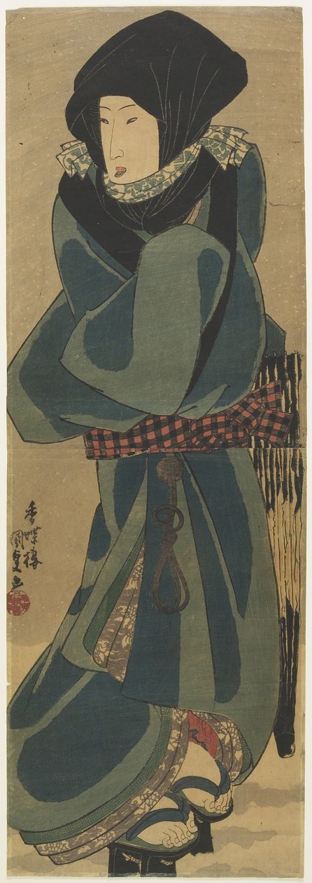 (Žena v plášti a kápi), c. 1830-1844 od Utagawa Kunisada