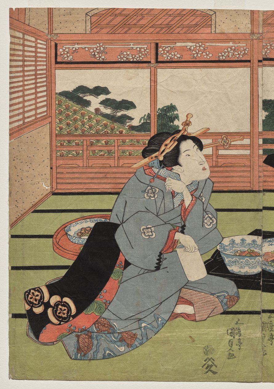 Pohled na velký nový pokoj v Sakurai od Utagawa Kunisada