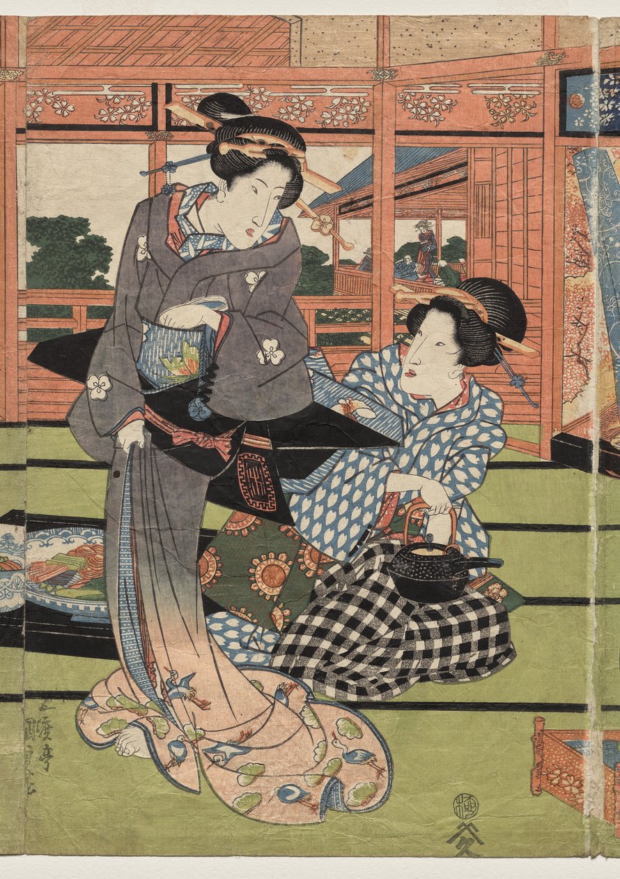 Pohled na velký nový pokoj v Sakurai od Utagawa Kunisada