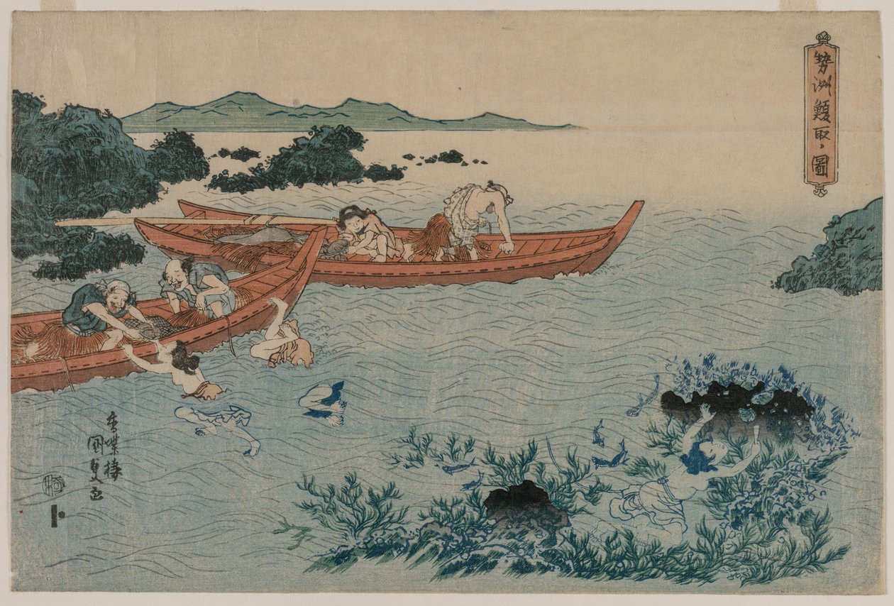 Abalone Divers u pobřeží Ise, ze série Untitled Landscape od Utagawa Kunisada